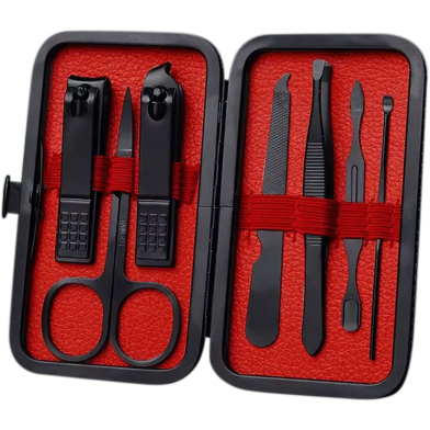 7 Pcs Stainless Steel Professional Manicure And Pedicure Set Nail Clippers, Dead Skin Pliers, Scissors, Tweezers, Knife And File With Case image