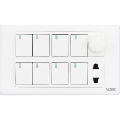 8 Gang switch with fan dimmer and 2 pin socket (Exclusive series) image