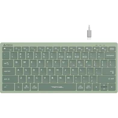 A4Tech FBX51C (Mini) (Bluetooth Plus 2.4G) RECHARGEABLE (Typc-C) WIRELESS Keyboard - English Layout Matcha Green image