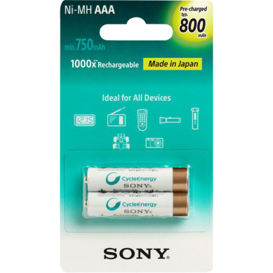 AAA Battery, 800 mAh Pre-Charged AAA Rechargeable Batteries, Sony- 2pcs image