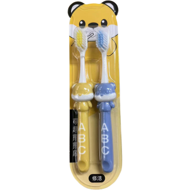 ABC Children's Toothbrush Baby Cartoon Bear Fat Handle Toothbrush -1piece image