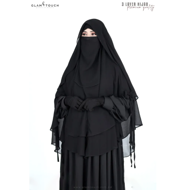 Glam Touch Abru 3 Layer Hijab Niqab Set image