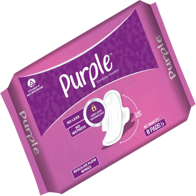 AKIJ Purple Sanitary Napkin Wings Regular Flow 8 Pads image