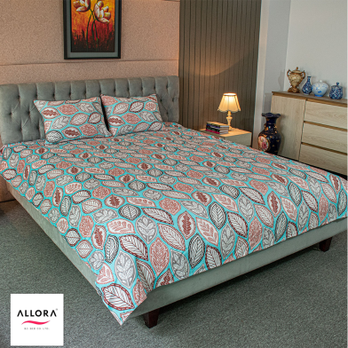 ALLORA Fallen Leaves Print Bed Sheet – Pink image