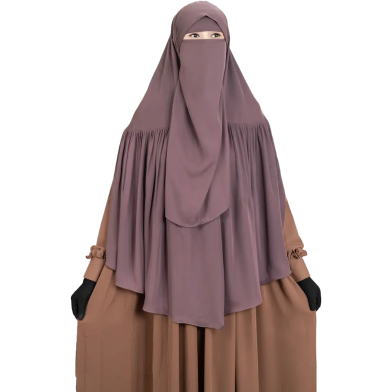 Aania Instant Frill Hijab And Niqab Set | Mocha image