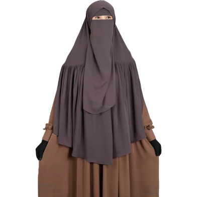 Aania Instant Frill Hijab And Niqab Set | Deep Mocha image