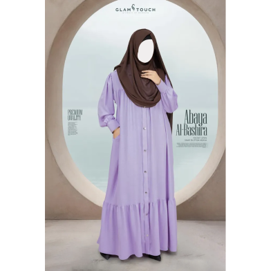 Glam Touch Abaya Al-Bashira Front Open Snap Button Abaya image