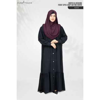 Glam Touch Abaya Al-Bashira Front Open Snap Button Abaya image