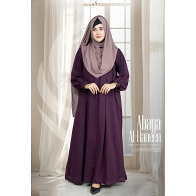 Abaya Al Haneen-Premium Show Button Abaya | Wine image