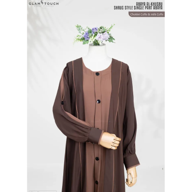 Glam Touch Abaya Al-Khushbu-Shrug Style Single Part Abaya | Chocolate Coffee image