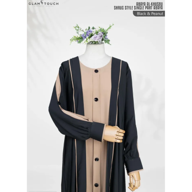 Glam Touch Abaya Al-Khushbu-Shrug Style Single Part Abaya | Peanut image