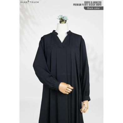 Abaya Al-Muneera Premium Pleate Design Abaya Black image