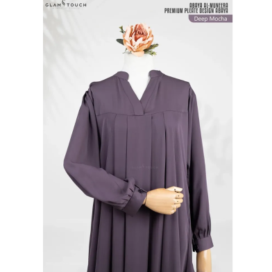 Glam Touch Abaya Al-Muneera Premium Pleate Design Abaya Deep Mocha image
