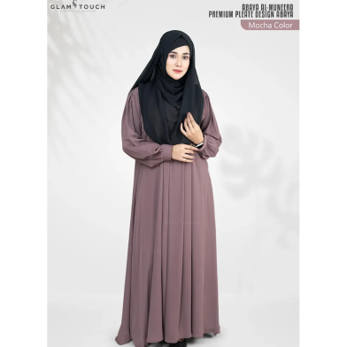 Abaya Al-Muneera Premium Pleate Design Abaya | Mocha image