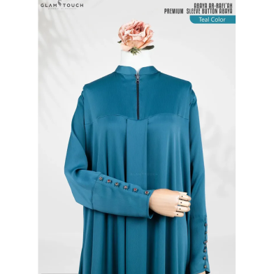 Glam Touch Abaya Ar-Rafi'Ah-Premium Sleeve Button Abaya Teal image