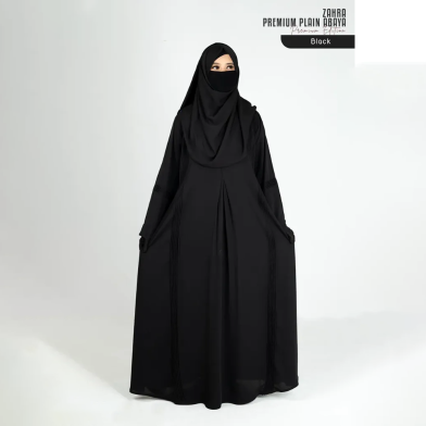 Abaya Zahra Pleated Plain Abaya Black image