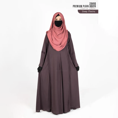 Glam Touch Abaya Zahra Pleated Plain Abaya Deep Mocha image