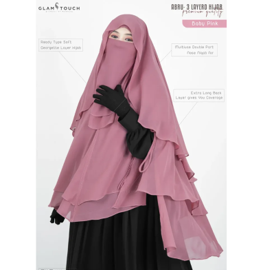 Glam Touch Abru 3 Layer Hijab Niqab Set | image