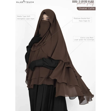 Glam Touch Abru 3 Layer Hijab Niqab Set | image