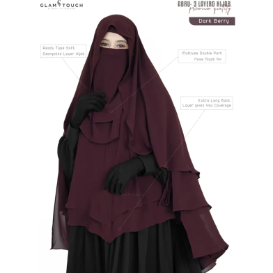 Glam Touch Abru 3 Layer Hijab Niqab Set | image