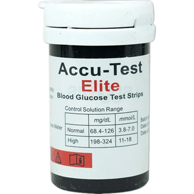 Accu Test Elite Blood Glucose Strips 25 Pack Vial Only image