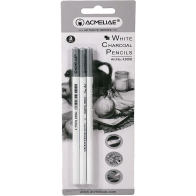 Acmeliae White Charcoal Pencils - 3 pcs Set image