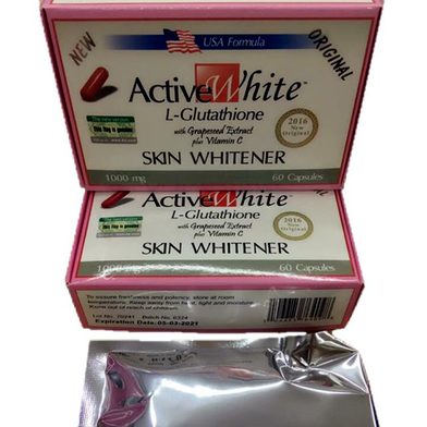 Active White L-Glutathione Skin Whitener 1000mg - 60 Capsule : Active White 