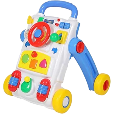 Activity Learning Walking 4-wheel Plastic Cart 2 In 1 Multifunctional Push Stroller Musical Happy Baby Walker image