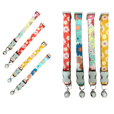 Adjustable Cat Collar Floral Print With Bell image