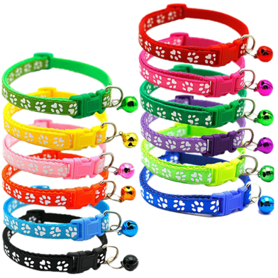 Adjustable Cat Collar Paw Print With Bell image