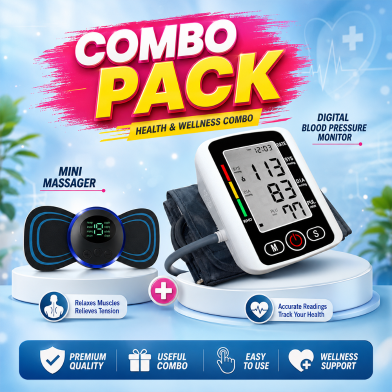 Advanced Digital Electronic Blood Pressure Machine and Mini Massager Combo Pack image