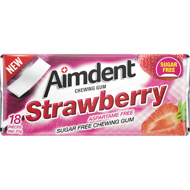 Aimdent Strawberry Sugar Free Chewing Gum - 18 Pcs image