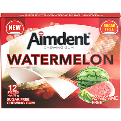 Aimdent Watermelon Sugar Free Chewing Gum - 12 Pcs image