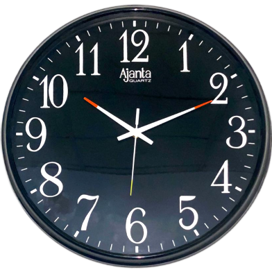 Ajanta Quartz Wall Clock-Premium Black Finish with Customized Black Frame and Plastic Step Movement image