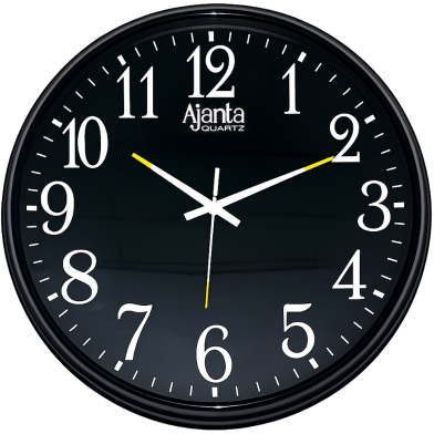 Ajanta Quartz Wall Clock-Premium Black Finish with Customized Black Frame and Plastic Step Movement image