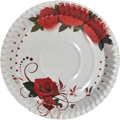 Aka White Paper Plate With Spring Floral Leaf Design (One Time Use) - 300 Pcs image