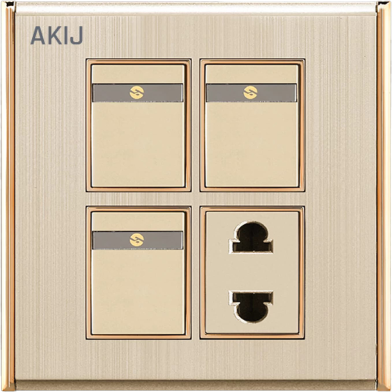 Akij Aura 3Gang Plus 2 Pin Scoket With Shutter image
