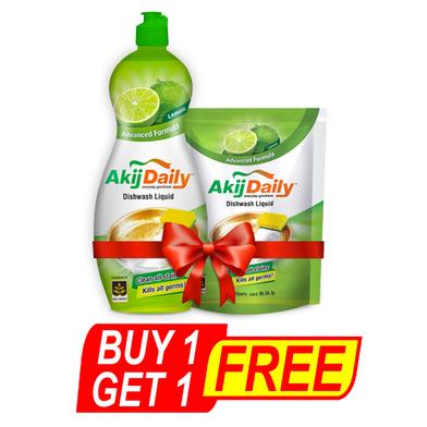 Akij Daily Liquid Dishwash With Refill 250 ml FREE image