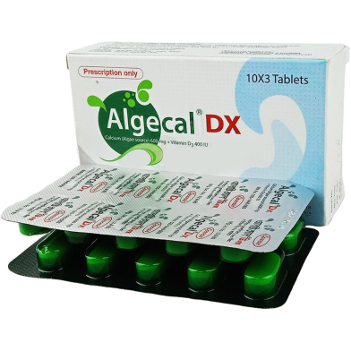 Algecal Dx 600 mg Plus 400 IU 10's Strip Tablet image