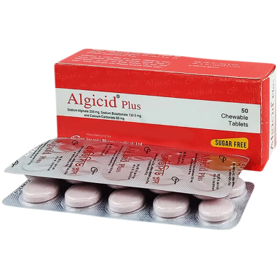Algicid Plus 250 mg, 133.5 mg, 80 mg Chewable Tablet 10'S Strip image