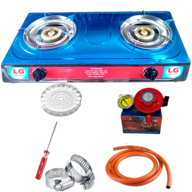 All Time LG Double Gas Stove with LPG Safety Regulator Combo image