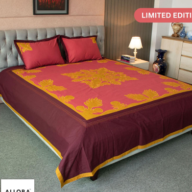 Allora Sunlit Leaves Embroidered Bed Sheet image