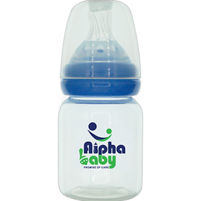 Alpha Baby Feeding Bottle with Silicone Nipple 60ml - Blue image