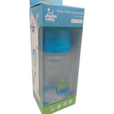 Alpha Baby Feeding Bottle with Soft Silicone Nipple 9OZ/250ml - Blue image