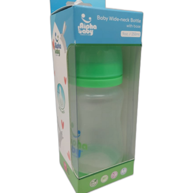 Alpha Baby Feeding Bottle with Soft Silicone Nipple 9OZ/250ml - Green image