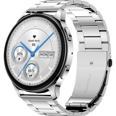 Amazfit Pop 3R Calling 1.43 Inch HD AMOLED Smart Watch ( Metallic Strap ) - Silver image