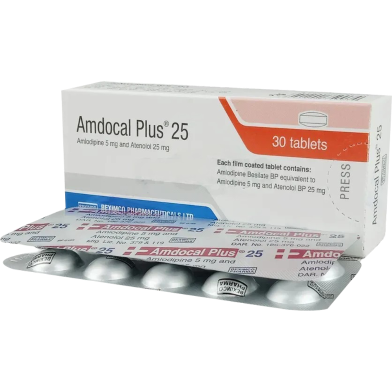Amdocal Plus 5 mg, 25 mg Tablet 10's Strip image