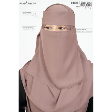 Glam Touch Ameera - Saudi Style Double Part Short Niqab | image