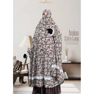 Glam Touch Amina Extra Long Multi-Purpose Khimar | Black image