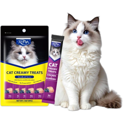 Amna Cat Creamy Treat Chicken Blueberry Flavor (15g*5) image
